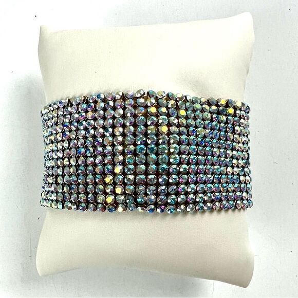 Swarovski Crystal Mesh Wide Bracelet - Picture 1 of 12